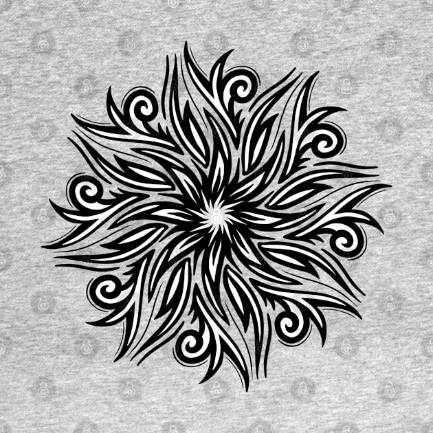 Sun Design Black White Art by NMartworks